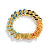 Moda colorata collana robusta cubana da uomo Hip Hop da donna smaltata colorata a contrasto Miami bracciale con fibbia a catena cubana spessa BB01