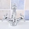 Kitchen Faucets Chrome Brass Deck Mount Bathroom Sink Faucet Swivel Spout Cold Mixer Water Tap 2sf659