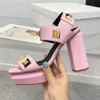 Button-Detail Calfskin Ankle Strap Platform Sandal Fashion Metal Square Buttons 12cm Chunky High Heeled Sandals Summer Luxury Designers Shoe Leaky Toe Womens Shoes