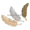 Hair Clips Barrettes Leaf Feather Design Punk Women Girl Clip Pin Claw For Party Gift Styling Tools Ornament Accessories Drop Deli Dhts7