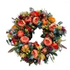 Decoratieve Bloemen Met Mini Pompoen Pography Props Gesimuleerde Peony Garland Bruiloft Krans Oogst Festival Decor Opknoping Ornament