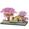 Blocs 2138pcs bricolage décoloration fleur de cerisier fleur rose arbre maison assemblage blocs de construction classique modèle briques ensembles enfant R230720