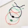 Cuerda trenzada con cuentas Pulsera de piedras preciosas naturales Amatista verde Pulseras de cristal de cuarzo rosa Brazaletes para mujeres Entrega de gota J Dhgarden Dhpmr