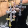 Vecalon 4 Kolor Hiphop Big Cross Wiselant 925 Sterling Silver 5a Cz Party Wedding Wedding Wedding z naszyjnikiem dla kobiet Mężczyzn Jewelry3320