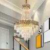 Spiral Staircase żyrandol LED Luksusowy złoty kryształ żyrandol Duplex Villa el hobby inżynieria salonu krystaliczne oświetlenie 2448