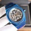 Мужские часы с автоматическим механическим механизмом, 42 мм, сапфировые деловые наручные часы Montre De Luxe, подарки для мужчин, синие