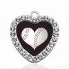 Heart of a Baseball Player Circle Charm Copper Pendant For Necklace Armband Connector Women Gift Jewelry Accessories214o