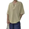 Mannen Truien Hoge Kwaliteit Polo Hals Uitgehold Gebreid Shirt Mode Losse Maat Gebreide Trui Korte Mouwen T-shirt Kleding