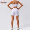 Women's Tracksuits CHRLEISURE Quick Dry Sports Sets Women High Waist Shorts Raised BuTights Short Strap Bra Female Gym