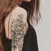 ローズピーニーフラワーガールズ女性用防水ブラックタトゥーステッカー3DブロッサムレディショルダーDIY TatoOS234W