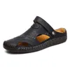 Sandalet Yaz Erkek Deri Klasik Roman Sürgülü Açık Spor Ayakkabı Plaj Kauçuk Flep Su Yürüyüşü 230719