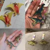 Brincos pendentes criativos kawaii 3d dinossauro gota para mulheres feitos à mão cor corações pingente brinco bonito criança joia engraçada menina presente de festa