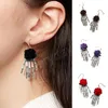 Mode crâne main boucles d'oreilles femmes mode créatif gothique alliage rouge Rose fleurs boucles d'oreilles Halloween fête bijoux cadeaux