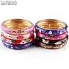 Imixlot 2PcsLot Hermosas Amantes Pulseras Flor de colores Esmalte Pulsera Brazaletes Brazalete de oro Mujer Joyería Regalos L230704