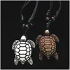 Pendant Necklaces Fashion Whole 12Pcslot Imitation Bone Carving Hawaiian Surfing Sea Turtles Necklace Lucky Gift Mn4748733897 Drop D Dhju3