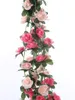 Fleurs décoratives 250CM Rose Guirlande Artificielle Décoration De Mariage Suspendu Vigne Jardin Arche Artisanat DIY Faux Plante Maison Chambre Décor