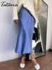 Jupes Tataria soie Satin pour femmes jupe taille haute 2023 ALine élégant été rose Midi Style coréen 230720