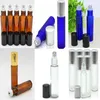 Portable 10 ml Mini Roll On Bouteilles en verre Parfum PARFUM Ambre Bleu clair Bouteilles à rouleaux en verre dépoli avec bille en acier inoxydable dans S Fram