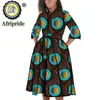 Ubrania etniczne afrykańskie sukienki do nadruku dla kobiet sukienki midi z paskiem Plus Size Caily Pockets wosk bawełniany Bazin Riche S2025068