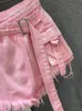 Skirts DEAT Fake Two Patchwork Burrs Denim Shorts Skirt's Bandage Solid Color High Waist Skirt Female 2023 Summer 11XX1798 230720