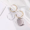 Hoop Earrings Simple Matte Twisted Stud For Women Trendy Gold Silver Color Big Geometric Hoops Modern Jewelry Accessories Gift