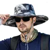 Boinas Hombres Protección solar Senderismo Gorra de pesca Estilo vaquero Verano Camuflaje Cubo Sombrero Plegable Al aire libre Sombrero de ala ancha Venta al por mayor