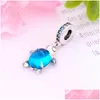 Naszyjniki wiszące Fit Oryginalna europejska bransoletka 100 925 Sterling Sier Kulki Murano Glass Turtle Dangle Charm Wysoka jakość DIY Dhgyb