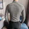 Männer Casual Hemden Hohe Qualität Luxus Business Hemd Kleine Gitter Koreanische Mode Kleidung Dünne Lange Hülse Elegante Soziale Bluse