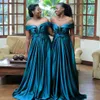 South African Satin Bridesmaid Dresses Off the Shoulder A Line Sweetheart Floor Length Wedding Guest Dresses Formal Party Wear BM1254H