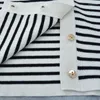 Women's Knits 2023 Summer Women Black And White Stripe Knitted V-neck Slim Fit Pit Striped Long Sleeve Air Conditioned Cardigan