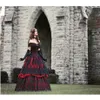 2020 Red Black Lace Wedding Dresses Off Shoulder Vintage Lace-Up Corset Strapless Tiered Beauty Off Axel Plus Size Size Bridal Gown180Q