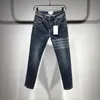 Herr Jeans European New Print Classic Four-Bar Rands Stretch Slim-Fit byxor Denim Pants2606