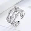 Multilayer Zircon Stars Rings For Women Stainless Steel Silver Color Adjustable Star Ring Wedding Christmas Jewelry Gift anillos