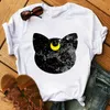 Frühling Neue Damenmode Kurzarm T-shirt Cartoon Mädchen Katze Drucken Kurzarm Mädchen