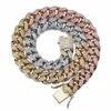 12 mm mrożony cyrkon Miami Cuban Chain Link Naszyjnik Choker Silver Rose Gold Kolor łańcuch Hip Hop Jewelry185p