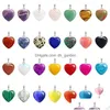 Charms 20Mm Cristal Naturel Pierre Pendentif Mignon En Forme De Coeur Or Femmes Amehtysts Opale Tour De Cou Diy Collier Boucles D'oreilles Bijoux M Dhgarden Dhiws