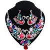 Trendy Multicolor Cubic Zirconia Jewelry Sets For Women Gifts 18 Colors Crystal Swan Earring And Necklace Sets260n