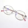 Güneş Gözlüğü Çerçeveleri Modaya uygun poligonal alaşım gözlükler unisex hafif leylak pembe nedensel diyopter gözlükleri dayanıklı metal gözlük dolu