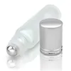 Silver Lids Frosted Clear Glass Roller Bottles 10ml HIgh Quality Roll On Bottles with SS Roller For Essential Oil Perfume Skin Care Tqxqt