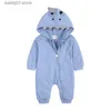 Jumpsuits New baby dinosaur hooded cotton bodysuit for boys and girls baby long-sleeved climbing suit baby bodysuit T230720