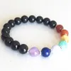 MG0814 New Design 7 Chakra Yoga Bracelet Dainty Gemstone Black Tourmaline Bracelet Healing Chakra Mala Wrist Jewelry226v