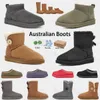 Australias Australian Half Warme Snowboots Minilaarzen VS GS 585401 Winter Suède Kastanje Vol bont Pluizig harig Satijn Enkellaarsjes Laarsjes pantoffels US4-12