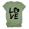 Love Letter Cat Paw Print Short Sleeve Round Neck Loose Casual Large Underlay T-shirt New Women's Wear