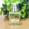Square 30ml Perfume Bottles Glass Refillable Perfume Bottle With Metal Spray & Paper Package HIgh Quality Glass Scent Bottles 1OZ 50Pcs Gevl