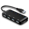 Répartiteur de concentrateur de données USB 3 0 à 4 ports Hub USB C avec interrupteurs d'alimentation LED individuels marche-arrêt compatibles avec l'ordinateur portable PC1930