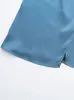 Saias Moda Azul Sólido Nó de Cetim Longo Para Mulheres Coreano Cintura Alta Saia Midi 2023 Primavera Chique Elegante Escritório Mulher 230720
