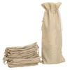 12pcs Rustic Jute Wine Bag Vintage Hessian Burlap Drawstring Gift Wine Bottle Bags For Wedding Party Decor Wrap Packaging283h