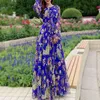 Grundläggande casual klänningar maxi klänning blommor tryckt lös chiffong mode abaya islamiska kläder muslimska kvinnliga saudiarabien dubai kaftan lång klänning sommar 230719