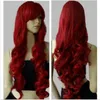 Косплей длиной 80 см темно -красные парики, вьющиеся парики, Perruque peluca peruca parrucca capelli, синтетические волосы Wig2223