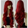 80 centimetri di Lunghezza Cosplay Rosso Scuro Parrucche Parrucche Ricci Delle Signore Parrucche Perruque Peluca Peruca Parrucca Capelli Parrucca di Capelli Sintetici2223